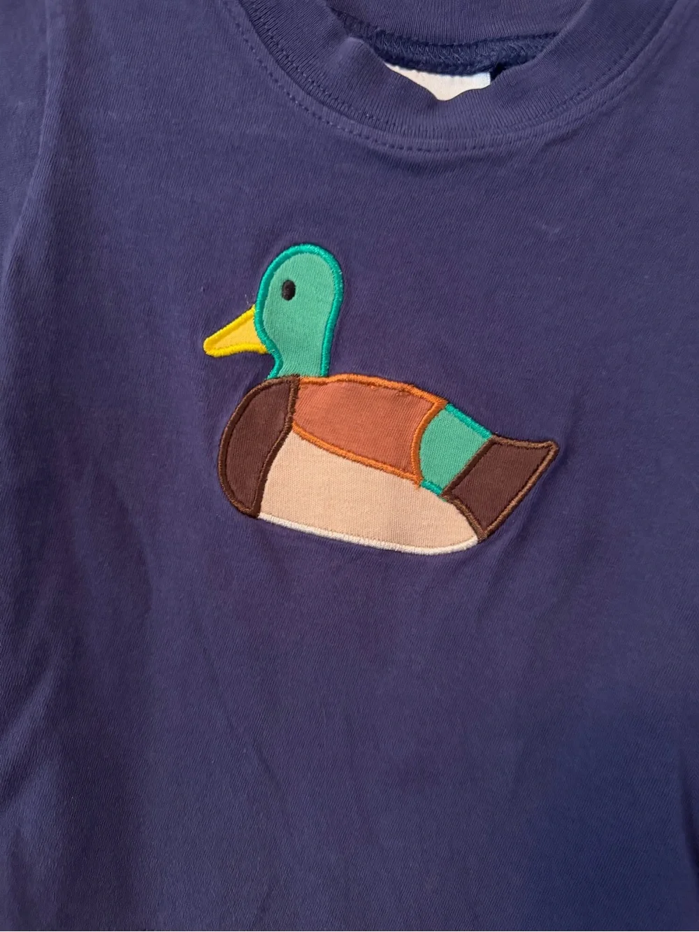Little English Navy Long-Sleeve Tee with Colorful Duck Applique